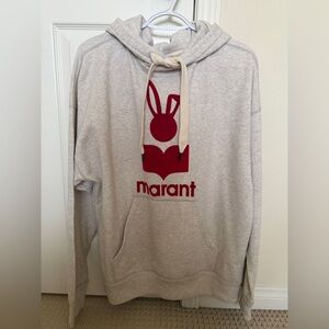 Isabel Marant Étoile Mansel Hoodie Women’s Size 38 Gray Red Logo Sweatshirt